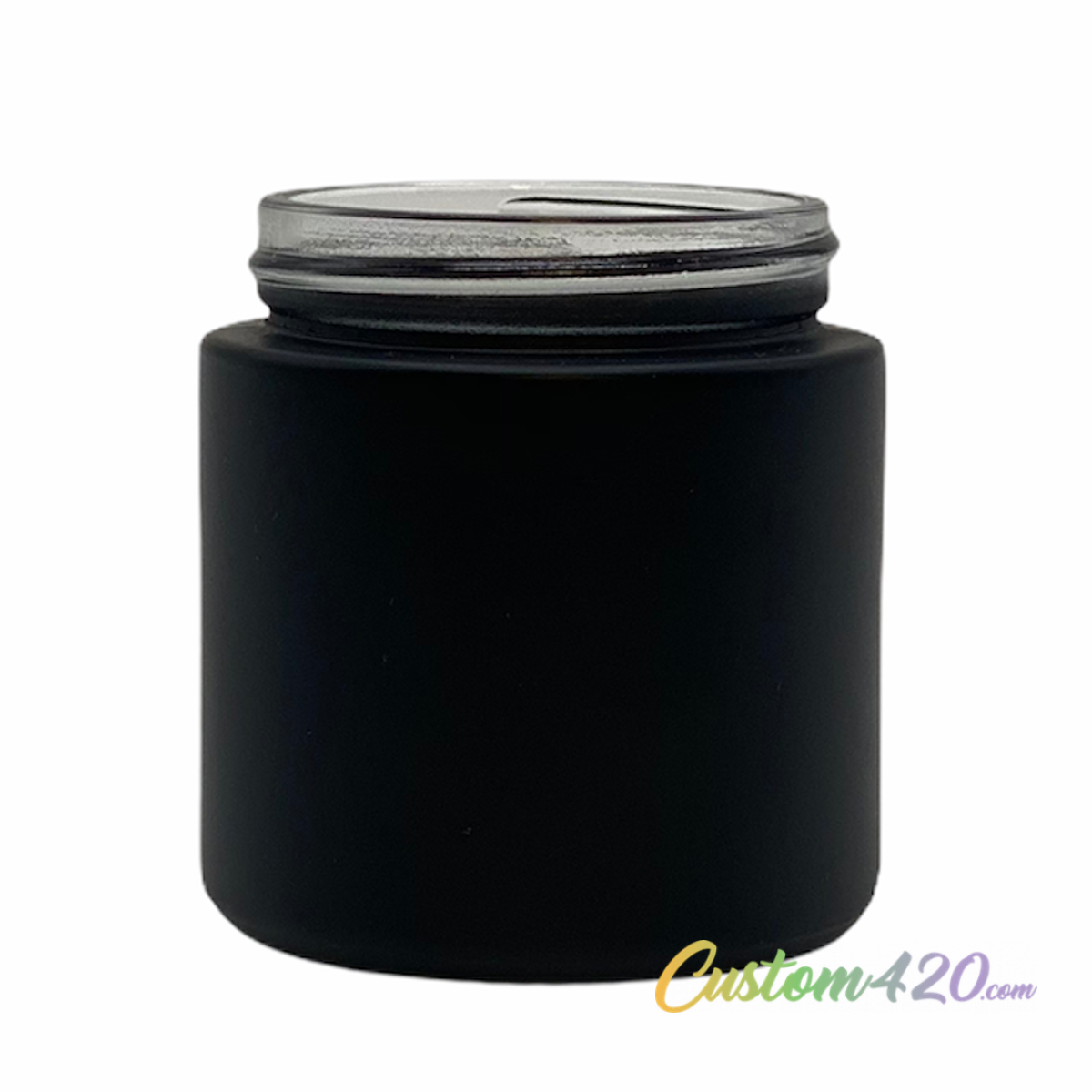 3oz V2 Glass Jar Matte Black (100 Qty) Custom420